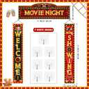 Funnymoom 3 Pcs Movie Night Porch Banner Decorations Movie Theme Party Hanging Banner Welcome Now Showing Sign Door Decor for Theater Photography Background Party Supplies