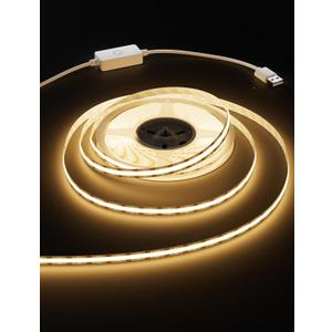 MIWISE LED Strip Lights USB 5V,Super Bright COB LED Strip Light 2700K Warm White with Touch Dimmer Switch,CRI90+ Flexible Dimmable Tape Lights,for Makeup Mirror,Under Cabinet,3D Printer,Sewing Machine (2m)