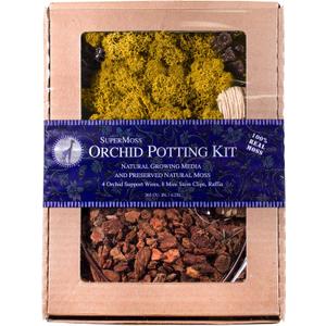 SuperMoss (90441 Orchid Potting Kit, Complete Orchid Care Set with Preserved Moss, Orchid Bark, Floral Clips and Stakes, 120 Cu. in., Reindeer Moss, Mango