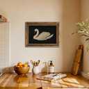 Vintage Gold Framed Swan Wall Art Antique White Swan Painting Canvas Print Dark Country Animals Picture Wall Decor Rustic Farmhouse Poster Artwork for Bedroom Living Room Home Decoration  16"L x 24"W