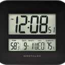 Westclox Black Large Digital Wall Clock, 11"x9" Display for Home & Office - Modern Style with Date, Temperature, Humidity, Battery Powered