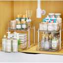 Yieach 2 Pack 2 Tier Under The Sink Organizer With Track,9.8 Inch Tall Bathroom Cabinet Organizer,Clear Under Sink Pull Out organizer for Kitchen,Vanity,Counter,Vanity,Medicine,Makeup,Hair Products