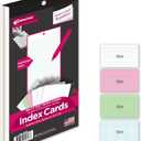 2 x KAISA Index Cards 3x5 Flash Cards, Perforated Smart Card, 150pcs Ruled Colored Notecards and 30pcs White Graph Cards Thick Index Card Notebook with Punching Hole for Studying School Suplplies