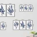 Large Framed Botanical Wall Art - Navy Blue Leaf Wall Decor 16"x24" Set of 3 Minimalist Wall Art Prints Vintage Plant Painting Rustic Fern Canvas Pictures for Living Room Bedroom Office Artwork, 16"x24"x3 Framed