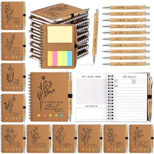 Watersay 40 Pcs Christian Women Gifts Bulk Bible Notebook with Sticky Note Prayer Journal Religious Notepad Pen Fathers Day Church Gift for Women Men Sunday School (Aesthetic Study Page Style)