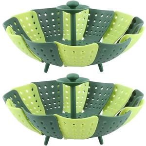 2pcs Foldable Steamer Basket,Silicone Vegetable Steamer Basket,Food Steamer,Pot Steamer Basket High Temperature Resistant Cooker Dish Steamer Basket For Steaming Fruit