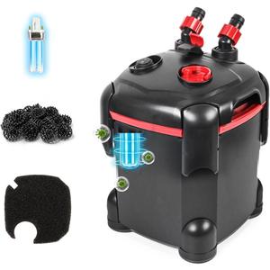 PONDFORSE Canister Filter, External Aquarium Filter Ultra-Quiet Water Circulation Cleaning Machine with Media for Fish Tanks and Aquariums (Small, Black)