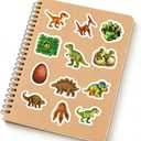 500 Pieces 1-Inch 10 Patterns Dinosaur Stickers Self Adhesive Seals for Water Bottle Laptop Craft Luggage Skateboard Scrapbooking Multi Decors