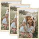 Momentworth 16x24 Frame Set of 3, Natural Wood Grain 16x24 Poster Frame for Gallery Wall Mounting (3 Pack,Natural)