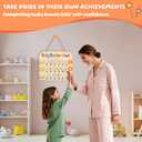 Daily Routine Chart for Toddlers, 3 in 1 Morning Bedtime Checklist Chart to Do List w/ 3 Tap Lights & 18 Task Planning, Sliding Wooden Visual Schedule Board for Kids, Autism, ADHD, Planners