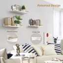 Forbena Gold Floating Shelves for Wall Decor Set of 3, Bathroom Shelves Over Toilet, Modern Display Wall Shelf with Guard Rail for Living Room Bedroom Organizers and Storage - White and Gold