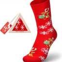 Christmas Socks Cute Cotton Holiday Vrew Socks Funky Mid Calf Socks with Exquisite Triangular Gift Box