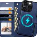 OCASE for iPhone 16 Pro Max Case Detachable Wallet Case with Card Holder, 2 in 1 Pu Leather Flip Folio with RFID Blocking Stand Wrist Strap Shockproof Phone Cover 6.9 Inch 2024, Blue