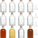 12 Pack 6oz Glass Bottles with Cork Stoppers, 200ml Clear Glass Liquor Bottles for Vanilla Extract, Infusions, Homemade Spirits, Wedding Favors & DIY Crafts (Clear Single Pattern)