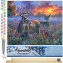 Figured'Art Paint by Numbers for Adults Deer Couple 16"x20" - Craft Art Painting Rolled Canvas with DIY Wooden Frame