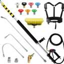 JANZ 25 FT Pressure Washer Telescoping Wand with Power Washer Extension Wands, Brush Head, Gutter Cleaner, 7 Spray Nozzle Tips, 2 Hose Adapters and Support Belt