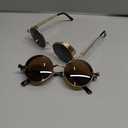 HJSTES Vintage Round Steampunk Sunglasses for Women Men Circle Gothic Glasses Retro Metal Frame (2 Pack (Brown Lens/Bronze+black Lens/Gold))