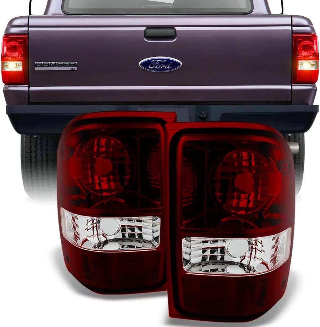 Tail Lights Compatible With Ford Ranger 2001-2011 Rear Lamps (Smoke Red)