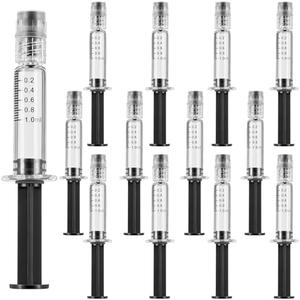 Nuanchu 12 Pack 1ml Borosilicate Glass Syringes for Crafts & Pet Care – with Blunt Tip Stainless Steel Nozzles