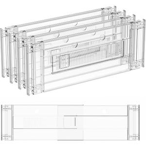 Yieach 4 Pack Clear Acrylic Drawer Divider 6 Inch High,Expandable from 14-20'',Adjustable Dresser Drawer Dividers for Baby Clothing,Underwear and Sock,Separators,Deep Drawer Separators for Kitchen