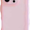 Cute Case for iPhone 14 Pro Max 6.7 Inch, Wave Frame Shape Soft Silicone Shockproof Protective Slim Phone Cover for Women Girls, Clear/Pink