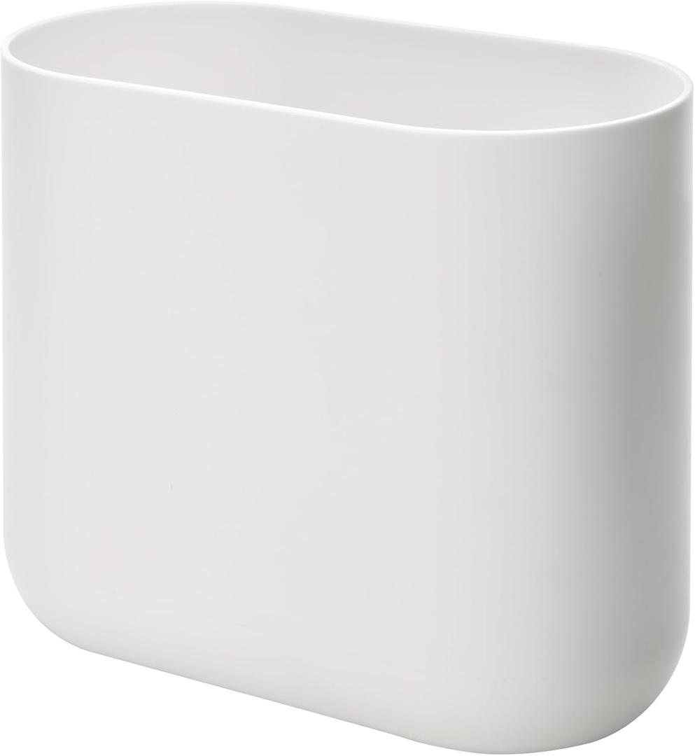 iDesign Small Slim Plastic Bathroom Trash Can, Garbage Can for Bedroom, Office, Desk, Dorm, White