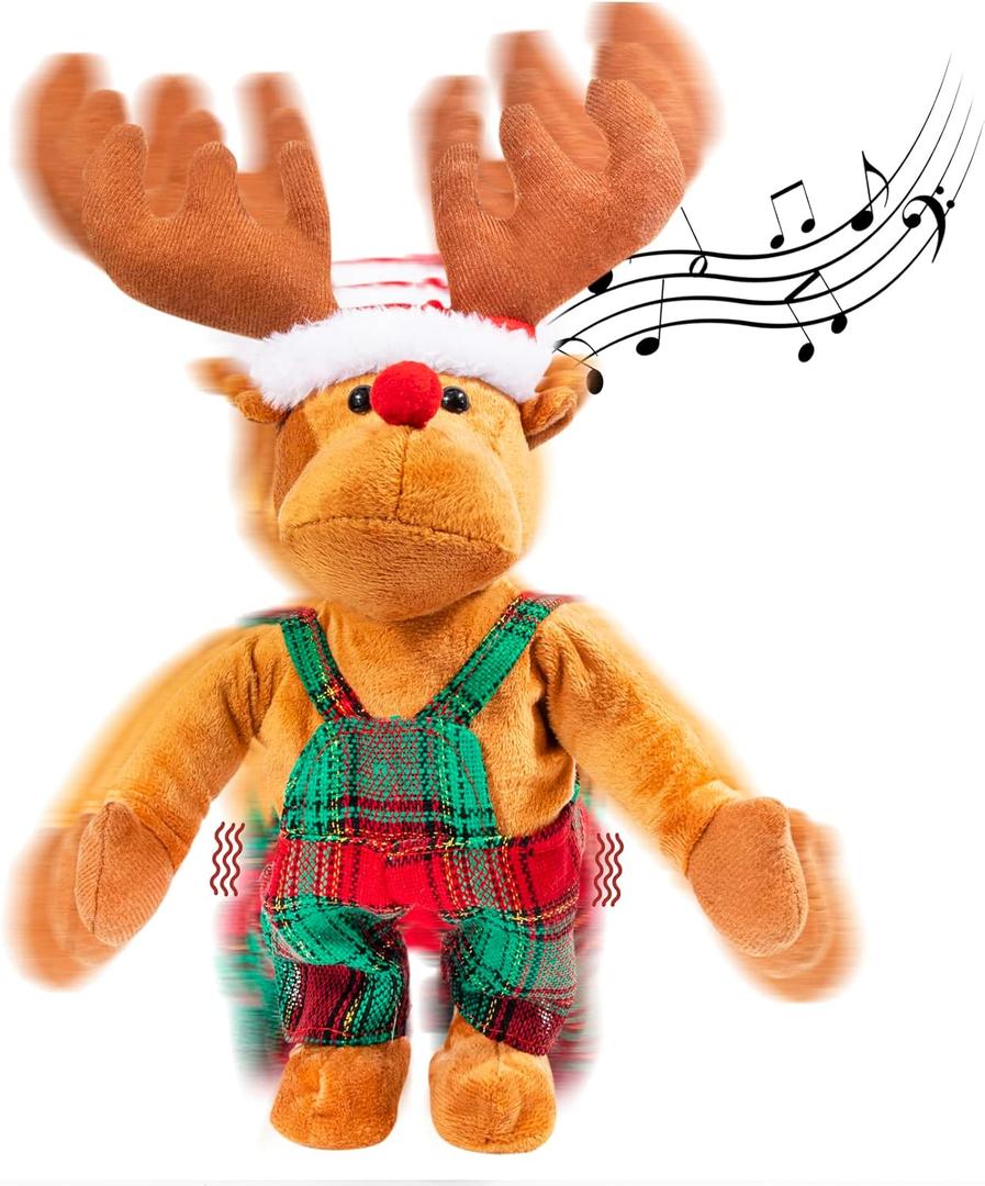 Gfilay Dancing Rudolph The Red-Nosed Reindeer Animated Plush Toy Christmas Singing Stuffed Animals