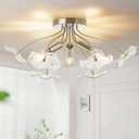 Semi Flush Mount Ceiling Light Fixture, 18" Brushed Nickel Ceiling Light, 8.25 inches x 18.75 inches