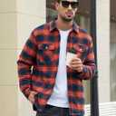 MAGNIVIT Mens Flannel Jacket Quilted Lined Thermal Winter Coat Button Down Plaid Jacket Insulated Flannel Shirts for Men (S)