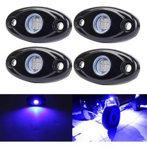 Blue LED Rock Lights, 4 Pods Neon 12V Waterproof Underglow Underbody Kit Crawler Crawling Dome Exterior Wheel Lights for ATV RZR UTV SUV Off-Road Auto Boat Motorcycle Glow Trail Rig Fender Lamp
