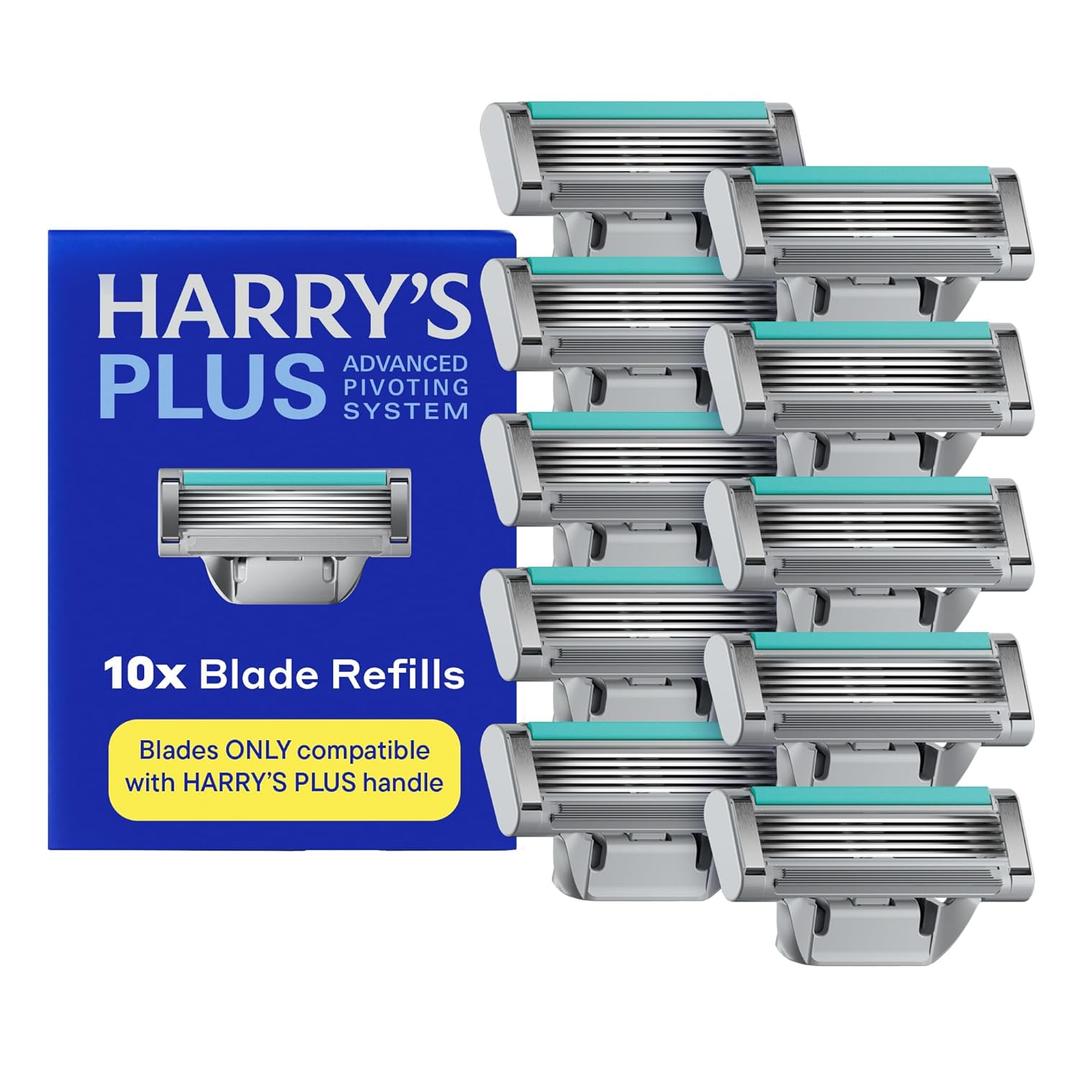 HARRY'S PLUS: Razor Refills - 10 Razor Blade Cartridges - Compact Cartridge Design for Precise Control - Shaving Kit for Men