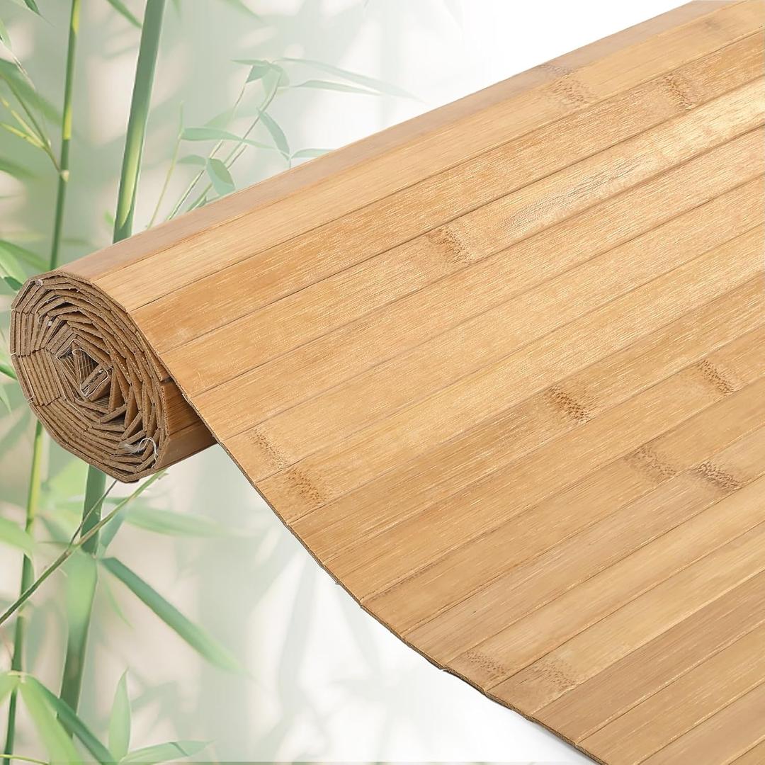 48" W x 96" L Light Carbonized Bamboo Wall Panel for Interior Wall Decor Wood Panels for Wall Pole Wrap Wood Roll for Living Room, Bedroom, Kitchen
