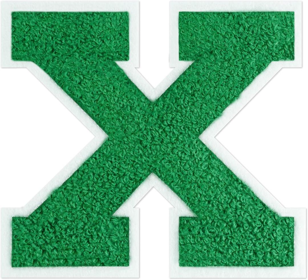 2 x 6-1/2" Varsity Letter Patches Green Iron On Letters | Letterman Jacket Patches Chenille Large Iron On Letters For Clothing Jacket/Hoodie/Varsity X