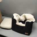 K&H Pet Products Bucket Booster Dog Car Seat for Small Dogs, Seat Belt Secured, 2 Safety Leashes, Washable Covers, Sturdy Pet Booster Seats for Traveling with Pets - Small Black/Cream