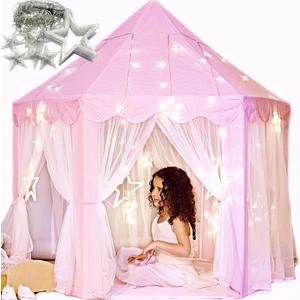 Princess Castle Play Tent with Star Lights - For Girls Age 3-7, Encourages Imaginative Play