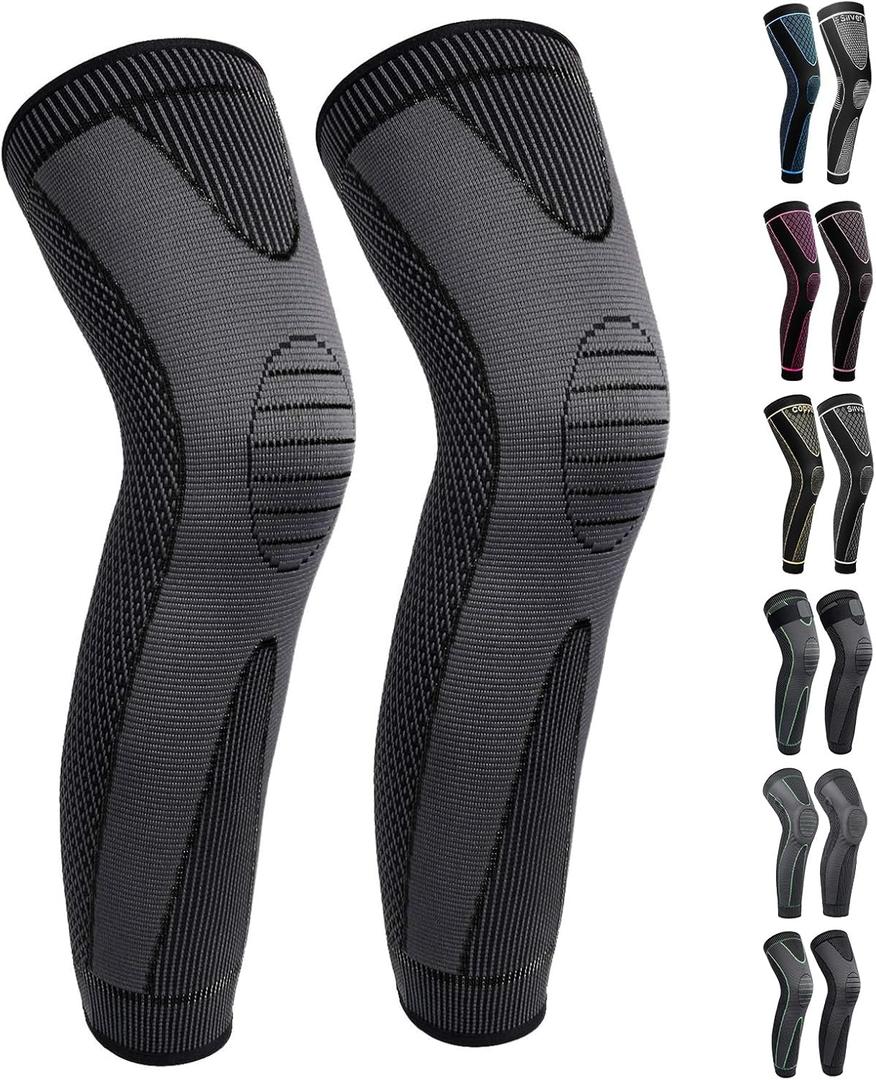Full Leg Sleeves Long Compression Leg Sleeve Knee Sleeves Protect Leg, for Man Women Basketball, Arthritis Cycling Sport (X-Large (1 Pair), 01_black)