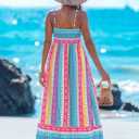 Popvil Women Summer Maxi Dress 2026 Spaghetti Strap Long Beach Dress Boho A-Line Flowy Casual Sleeveless Sun Dress, Large