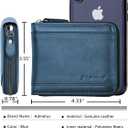 Admetus Mens RFID Blocking Wallets Zipper Leather Wallet for Men Bifold RFID Card Holder (Blue)