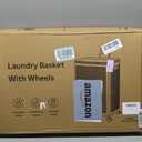 Sufdari 90L Laundry Basket with Wheels, Rolling Laundry Hamper with Lid and Handles, Plastic Rattan Clothes Organizer, Dirty Clothes Basket for Laundry Room, Bedroom, Dormitory Storage, 12.6" x 16.9" x 26"