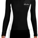 Girls Rash Guard Swimsuit Two Piece Set Colorblock Long Sleeve Bathing Suit UPF50+Sun Protection Swim Suits 7-16Y (15-16 Years, Black+white)