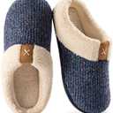 ULTRAIDEAS Women's Indoor Bedroom Slipper with Memory Foam, Gift for Women, Wool-Like House Shoe with Anti-Skid Rubber Sole for Ladies (8.5, Light Blue)