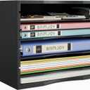 Bamjoy Wood 5 Tier Desktop Organizer, Paper Organizer Mail Sorter, File Holder Letter Document Storage with Adjustable Shelves for School Home Office, Black