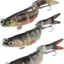 Pack of 2 UOZAZE Fishing Lures Swim Bait Freshwater and Saltwater, Glide Bait for bass, Trout Lifelike Jointed swimbait for Bass, ‎Slow Sinking Bass Fishing Lure, Gifts for Men, Trout Lures, Fishing Stuff