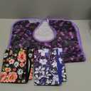 Adult Bibs - 3 Pcs Washable Clothing Protector with Crumb Catcher, Reusable Waterproof Large Feeding Adult Bib for Eating Flowers