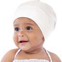 OLESILK Silk Baby Bonnet for 0-6 Months - 100% Mulberry Silk Toddler Hair Bonnet, Adjustable Night Cap for Sleeping (White)