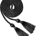 Black Graduation Cord, Graduation Honor Cords for Class of 2025, 68 Long Polyester Yarn Honor Cord with Tassels for Bachelor Gown, College Grad Students (1 PC)