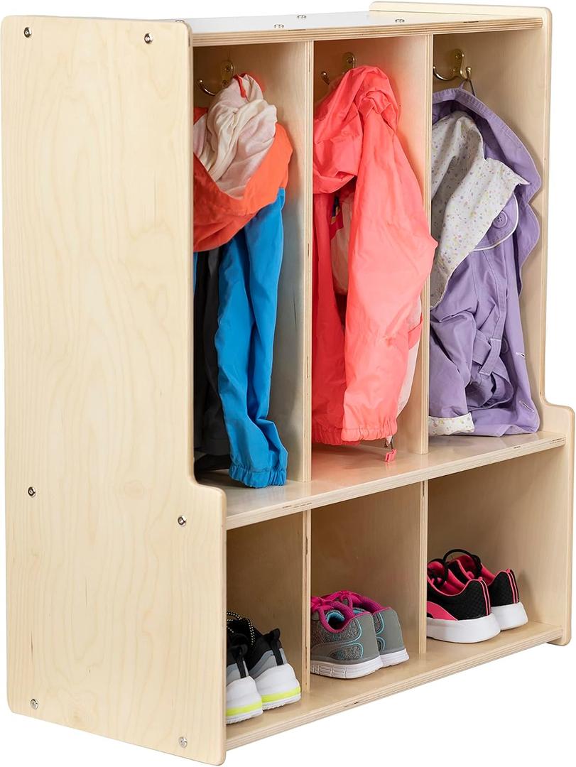 3-Section Coat Locker with Bench & Cubby Storage, Backpack Organizer, Coat Cubbies Storage for Kids & Toddlers, Ideal for Home, School, Daycare