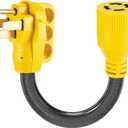 NEMA 14-50P to L14-30R Generator Transfer Switch Adapter Cord, 240V/120V 50 Amp Male to 30 Amp Female Twist Lock 4 Prong Generator Adapter Cord, STW 10 AWG Heavy Duty ETL Listed
