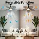 52" Modern Tropical Ceiling Fan with Light and Remote for Bedroom | LED Dimmable Tri-Color Temperature, 5 Blade Ceiling Fans Reversible, 6 Speeds w/Quiet DC Motor, living room, bedroom, kitchen, Large