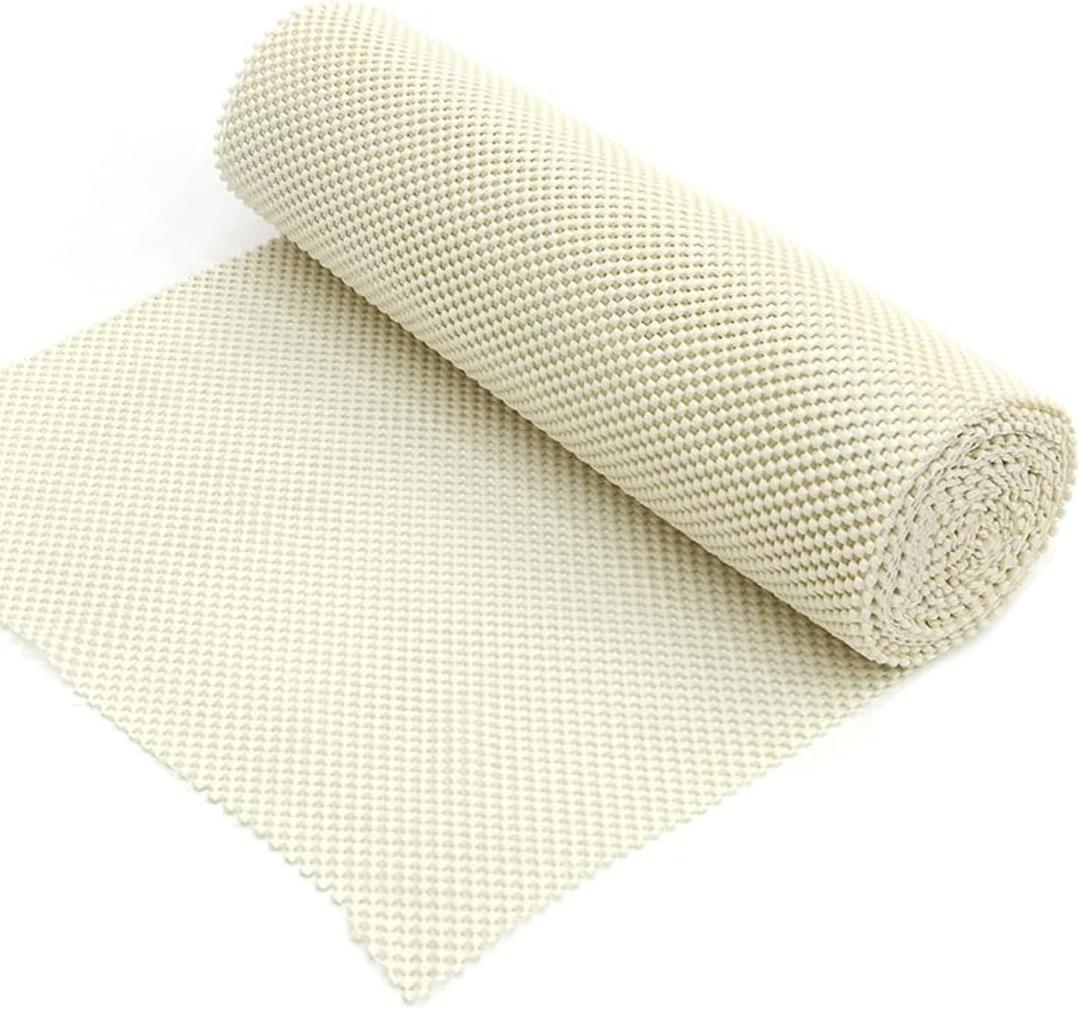 Shelf Liner Non-Adhesive 12in x 20ft,Strong Grip Non Slip Shelving Liner for kichen cabinets,Easy Install Storage,Drawers,Shelves kitchenware Tableware White Liners (White, 15.7" x10ft)